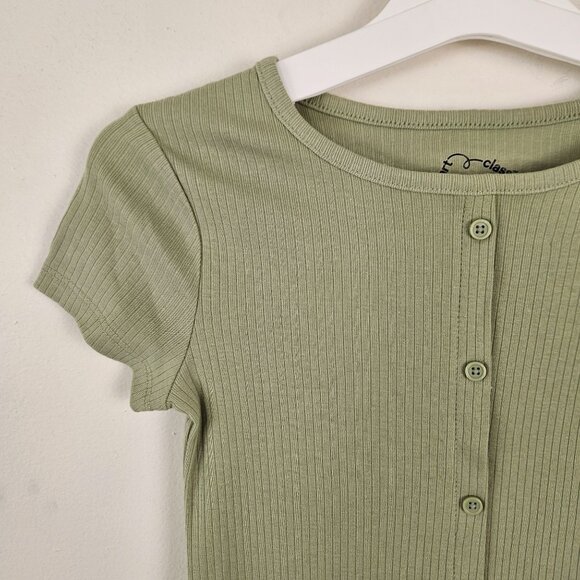 Art Class Girls Ribbed Dress Light Green Decorative Button-Front Size Small 6/7 - Picture 6 of 8